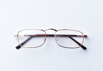Glass glasses for vision on a white background