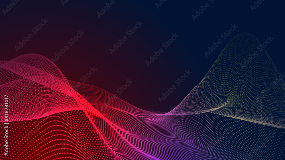 Aufkleber dot red purple wave line light gradient dark background. abstract technology big data digital backgr