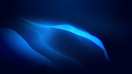 Dot blue wave light screen gradient texture background. Abstract ai technology big data digital background. 3d rendering.