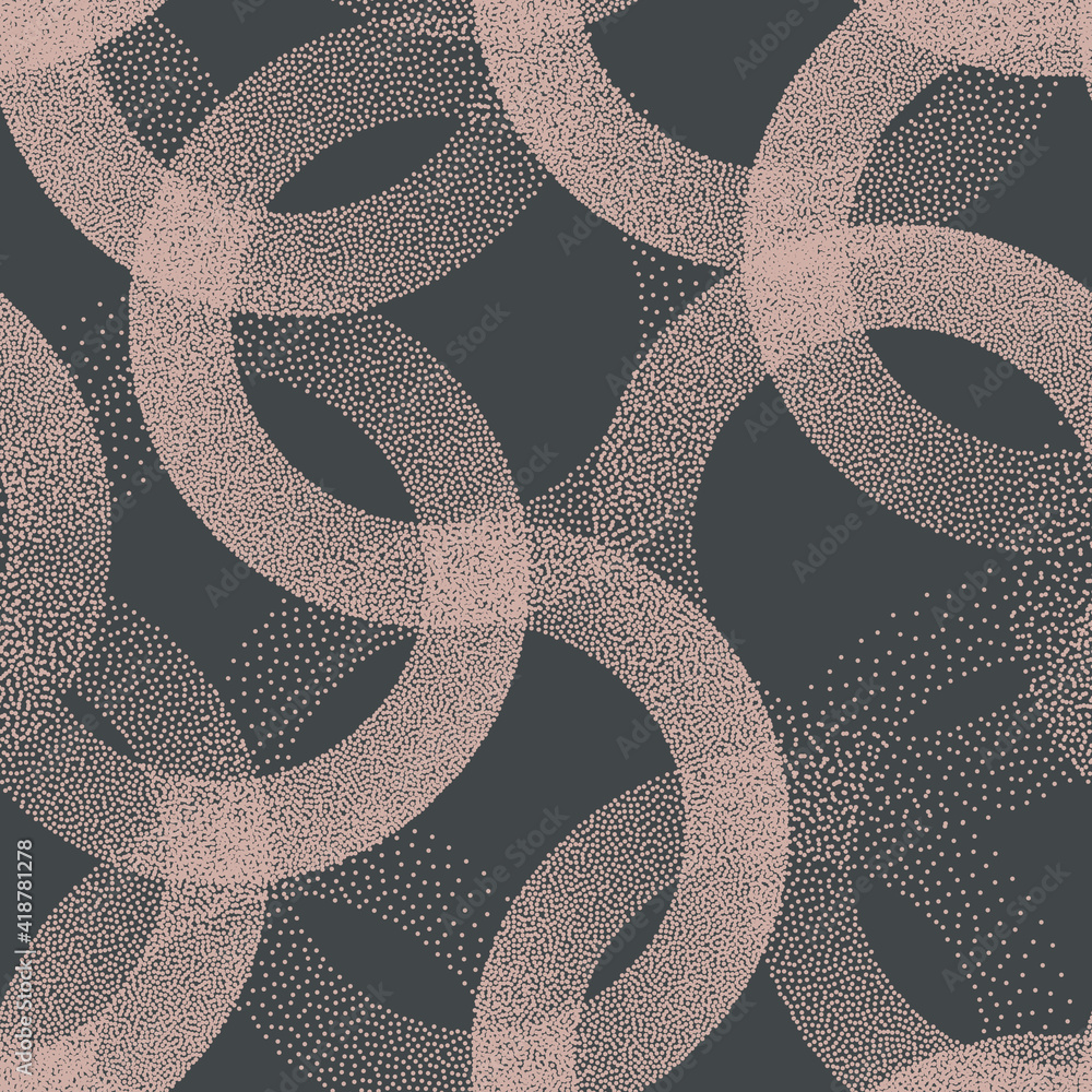 Poster trendy seamless pattern stippled circles texture vector retro colors abstract background. hand drawn