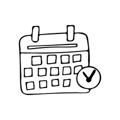 Hand drawn calendar icon in vector. Doodle calendar icon in vector. Isolated calendar illustration in vector