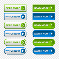 Icon set multi colored button in flat style. Easy editable vector isolated illustration. 