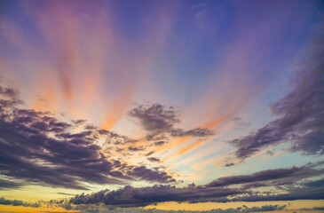 Natural background: dramatic sky at sunset