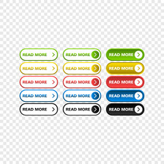 Icon set multi colored button in flat style. Easy editable vector isolated illustration.