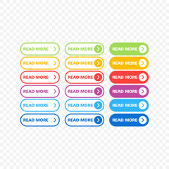 Icon set multi colored button in flat style. Easy editable vector isolated illustration.