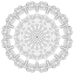 black and white unusual mandala, seamless pattern with elements, round, circle or square