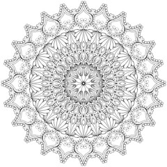 black and white unusual mandala, seamless pattern with elements, round, circle or square