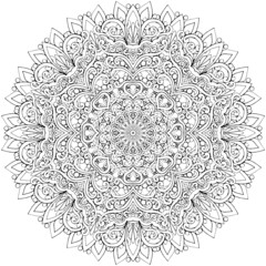 black and white unusual mandala, seamless pattern with elements, round, circle or square