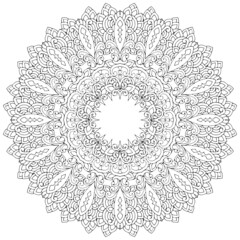 black and white unusual mandala, seamless pattern with elements, round, circle or square