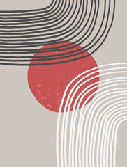 Vector trendy abstract poster with curved lines and shapes. Creative colorful compositions for your design. Minimalism.