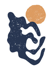 Vector trendy illustration - abstract shapes with grunge texture on white background.