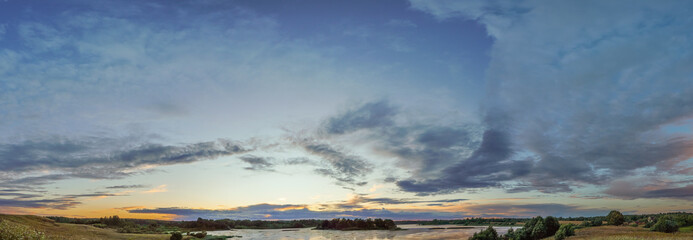 Landscape with sunset in a countryside