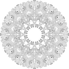 black and white unusual mandala, seamless pattern with elements, round, circle or square