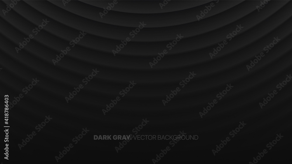 Poster semicircular structure bent smooth lines 3d vector blurred effect dark gray abstract background. ren