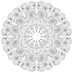 black and white unusual mandala, seamless pattern with elements, round, circle or square