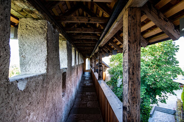 Fototapeta na wymiar Abandoned Bled castle walls during covid tourism crysis, Slovenia