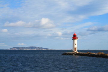 Onglous lighthouse in Marseillan, a seaside resort in the Herault department in southern France
