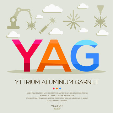 YAG mean (yttrium aluminium garnet) Laser acronyms ,letters and icons ,Vector illustration.
