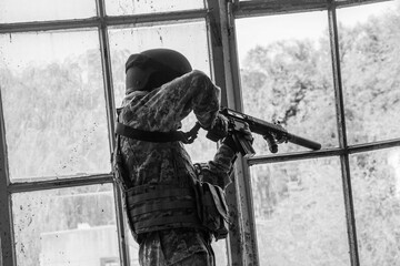 Airsoft soldier in the woods