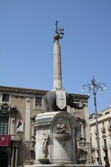 Fototapeta na wymiar The Elephant Fountain in Catania, Sicily Italy 