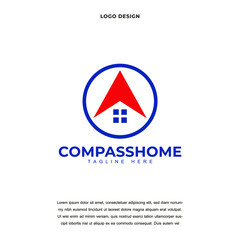 Creative compass and home icon logo design vector illustration. compass and real estate logo design color editable