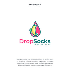 Fototapeta na wymiar Creative sock and drop water icon logo design vector illustration. water drop and socks logo design color editable