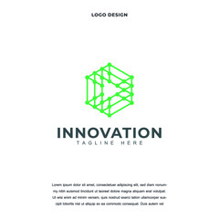 Creative dot technology icon logo design vector illustration. green dot technology logo design color editable