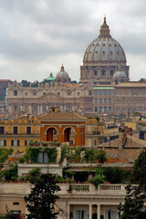 Fototapeta na wymiar View of St. Peter's Basilica in Vatican from the Pincio Terrace, Rome, Lazio, Italy