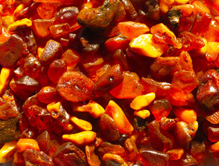 Shiny yellow gold amber stone background. Found near Kaliningrad city, Baltic sea, Russia. For cosmetic or medicine articles, geology or mineralogy websites, Natural Science museum wall charts