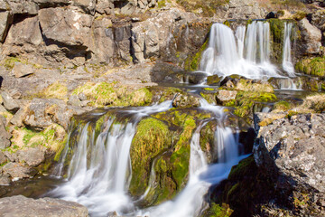 Magnificent stream of Dynjandi waterfall in the Westfjords