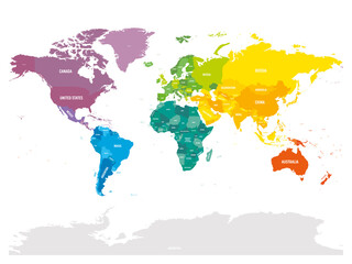 Fototapeta premium Colorful political map of World