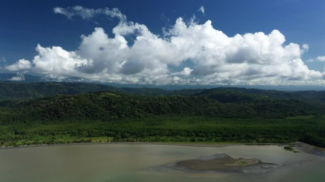 mangrove landscape aerial shot over muddy river high aerial Costa Rica