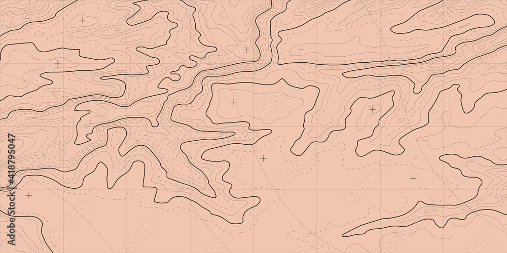 Poster topographic map background. topographic pattern texture. geographic mountain topography vector illus