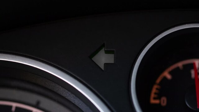 4k video about left indicator, Car turn signal light, left arrow blinking