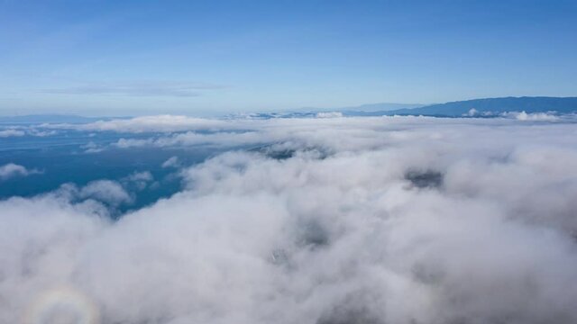 Clouds aerial time lapse over Costa Rica pavon bay zancudo beach 