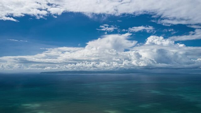 aerial time lapse over pavon bay Golfo Dulce sunny day Costa Rica pacific ocean 