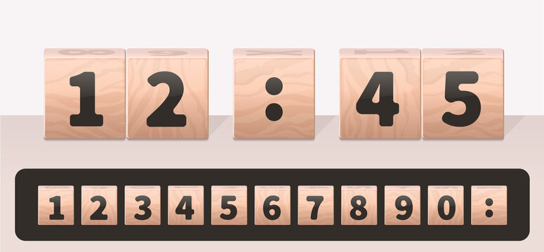 Concept clock made of wooden cubes