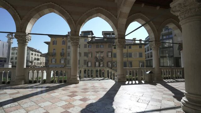 A view of Liberty Square from the Lionello loggia	in Udine, Italy
