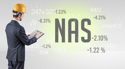 Technology Engineer in hard hat with NAS abbreviation
