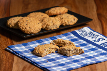 Homemade chocolate cookies. Freshly baked cookies.