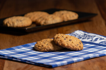 Homemade chocolate cookies. Freshly baked cookies.