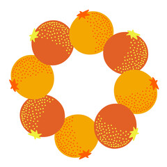 Isolated vector illustration vignette abstract silhouettes of bright oranges on white