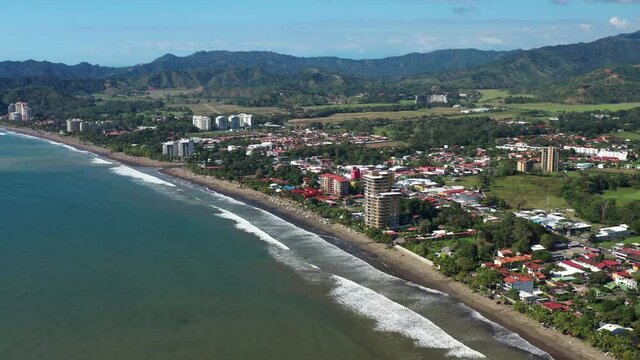 Jaco city touristic destination with beachfront resorts Costa Rica aerial