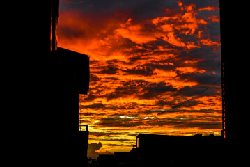 sunset over the city