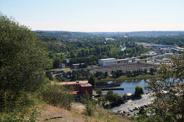 Central sewage treatment plant and city panorama.  Czech Republic. Prague.