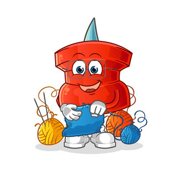 recommend clip art: push pin tailor mascot. cartoon vector