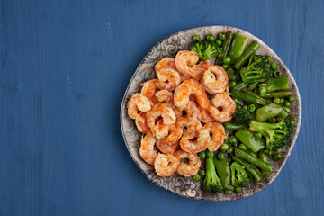 Red prawns prepared at wok