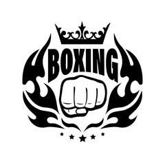 icon fist symbol of martial art in tongues of flame vector illustration