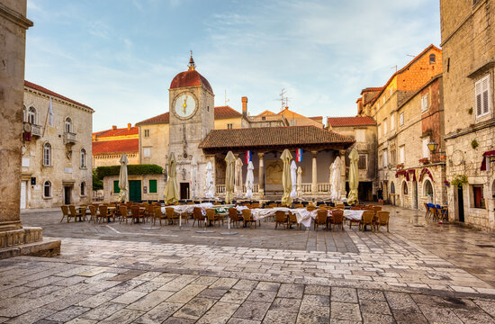 Fototapeta Central square of Trogir Old town, Croatia