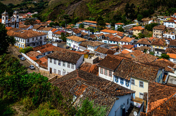 Ouro Preto , Brazil . A roofs of former colonial mining town.